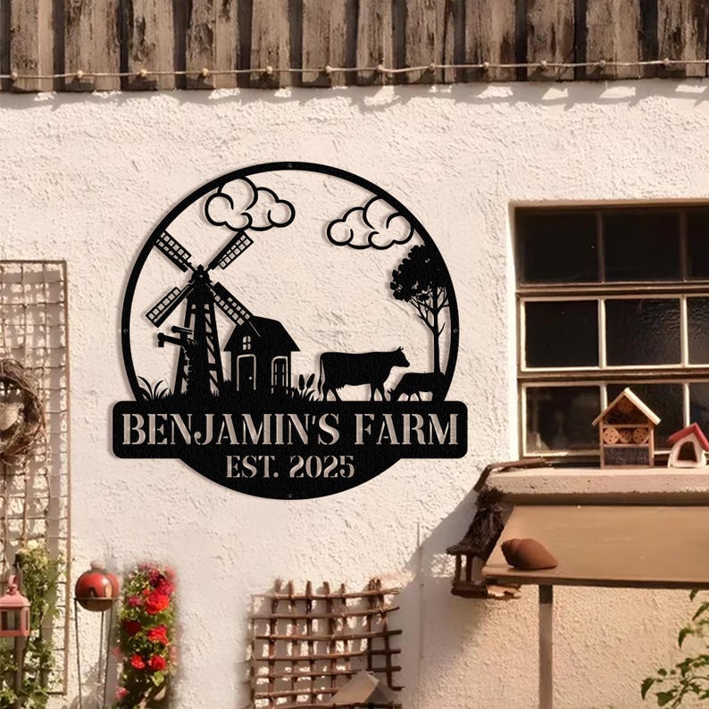 Personalized Farm House Metal Entrance Sign, Custom Metal Ranch Name ...
