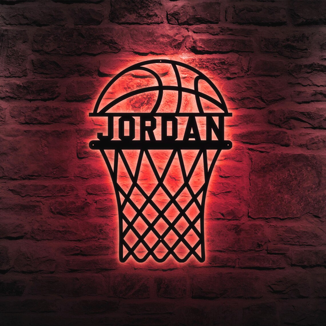 Custom Basketball Monogram Metal Sign With LED Lights , Personalized ...