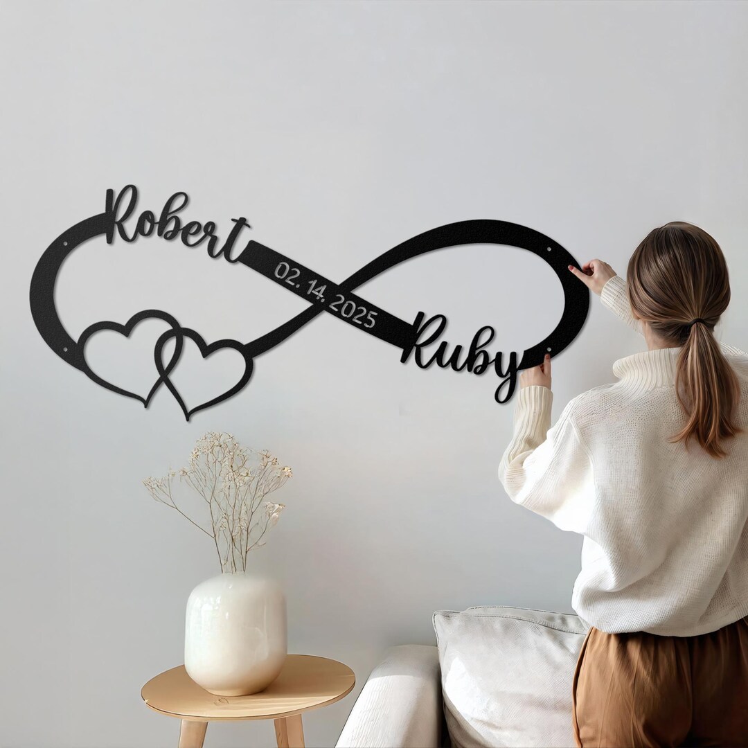 Personalized Wedding Gift for Couple, Metal Heart Sign With Name and ...