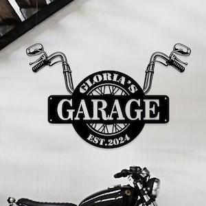 Custom Motorcycle Garage Sign,Personalized Metal Art,Metal Garage Sign,Men Cave Metal Art,Fathers Day Gift,Motor Bike Metal Sign,Biker Gifts