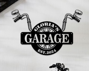 Benutzerdefinierte Motorrad Garage Zeichen, personalisierte Metallkunst, Metall Garage Zeichen, Männer Höhle Metall Kunst, Vatertagsgeschenk, Motorrad Metallschild, Biker Geschenke