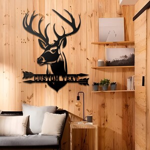 Custom Deer Head Metal Sign, Deer Hunter Gift, Deer Camp Sign, Christmas Gift For Him, Housewarming Gift, Fathers Day Gift