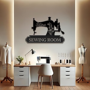 Personalized Sewing Metal LED Sign, Custom Quilting Sign For Sewing room Decor, gift for grandma, Sewing Machine Sign, Seamstress Gifts.