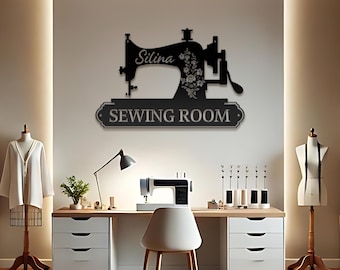 Personalized Sewing Metal LED Sign, Custom Quilting Sign For Sewing room Decor, gift for grandma, Sewing Machine Sign, Seamstress Gifts.