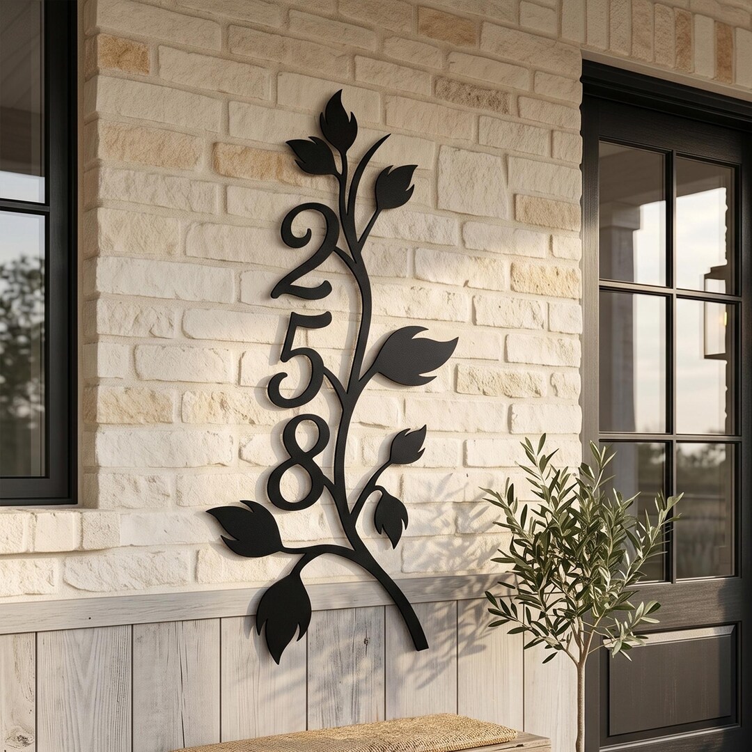 Vertical Address Sign Metal House Numbers | Custom Modern Outdoor ...