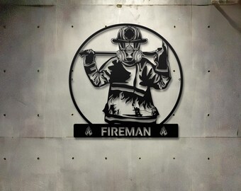 Letrero LED de metal personalizado de bombero, arte de pared de bombero, decoración de pared de bombero, regalo de bombero, regalo de primeros auxilios, monograma del departamento de bomberos