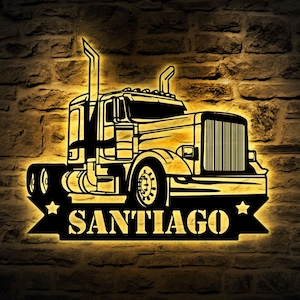 Custom Metal Semi Truck Driver Sign with Led Light, Truck Driver Gift, Semi Truck Wall Decor, Fathers Day Gift, Trucking Company Wall Art