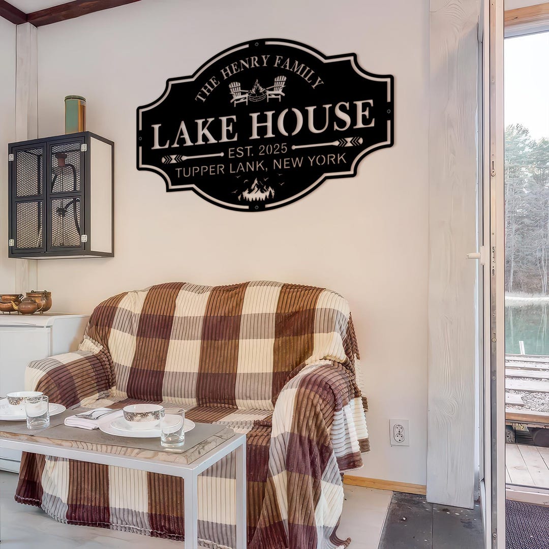 Personalized Lake House Metal Sign – Custom Family Name Outdoor Decor ...