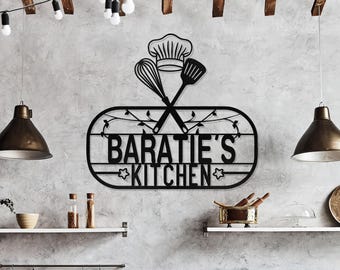 Custom Kitchen Metal Wall Art, Personalized Metal Signs, Custom Kitchen Wall Decor, Customizable Kitchen Sign, Housewarming gift