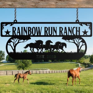 Letrero de granja personalizado, letrero de granja de metal, letrero de nombre de granja de metal personalizado, letrero de puerta de entrada, letrero de metal de rancho, regalo de granjero, letrero de granero de metal