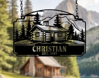 Personalized Cabin Metal Sign: Custom Mountain Lodge Outdoor Decor