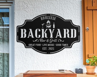 Personalized Backyard BBQ Metal Wall Art,Bbq Metal Wall Art,BBQ Sign,Custom Family Name Sign,Metal BBQ decor,Bbq Name Signs,Outdoor Decor