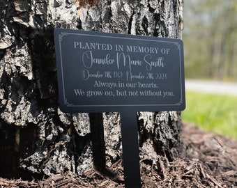 Plaque commémorative pour arbre avec piquet, marqueur de jardin