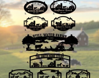 Personalized Metal Farm Sign, Custom Every Farm Sign, Large Farm Sign, Farmville Metal Sign, Farm Gate Sign, Farm Sign with all farm Pet.