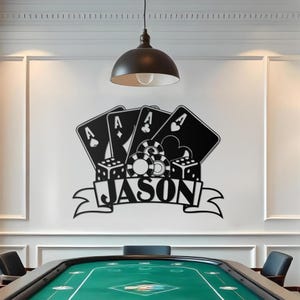 Personalized Poker Metal Wall Art With Lights, Gift For Poker Lover, Poker Game Room Decor, Gamer Gift Custom Monogram Sign Ace Quad Sign