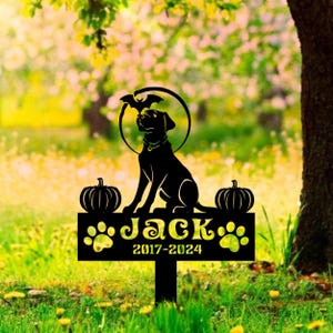 Halloween Personalized Dog Memorial Meal Sign, Pet Grave Marker, Remembrance Stake, Labrador Retriever Sign, Metal Stake, Labrador Retriever