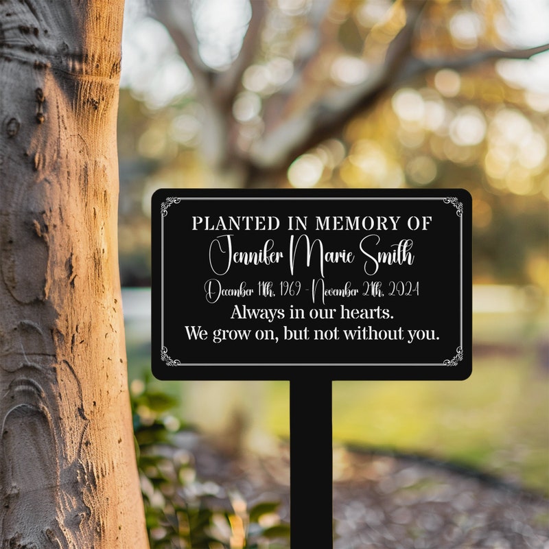 Metal memorial garden plaque with stake 7x5 custom etsy