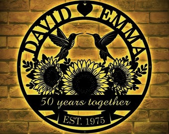 Custom 50th Anniversary Gift for Parents, 50 Years/ Any Year Anniversary Sign, Ruby Anniversary Gift Wedding Anniversary Metal Wall Art