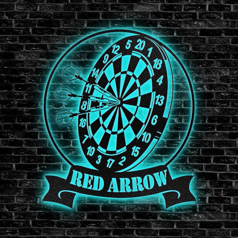 Personalized Dartboard Metal Sign Wall Art With Led Lights, Custom Dart