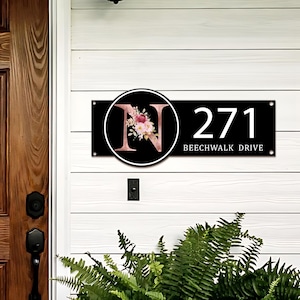 Personalized Family name Split Letter Monogram Metal Address Sign | Hanging Address Plaque | Yard Sign, Outdoor Sign | Garden Stake.