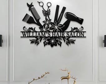 Custom Hair Salon Metal LED Sign,Hairstylist Gift,Personalized Salon Wall Decor,Salon Welcome Sign,Custom Door Hanger,Beauty Salon Wall Art