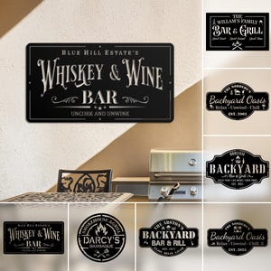 Custom Backyard Bar Grill Sign, Outdoor Metal BBQ Sign,Family Gift, Personalized Backyard Bar Sign, Metal Grill Sign for Patio,Grilling gift