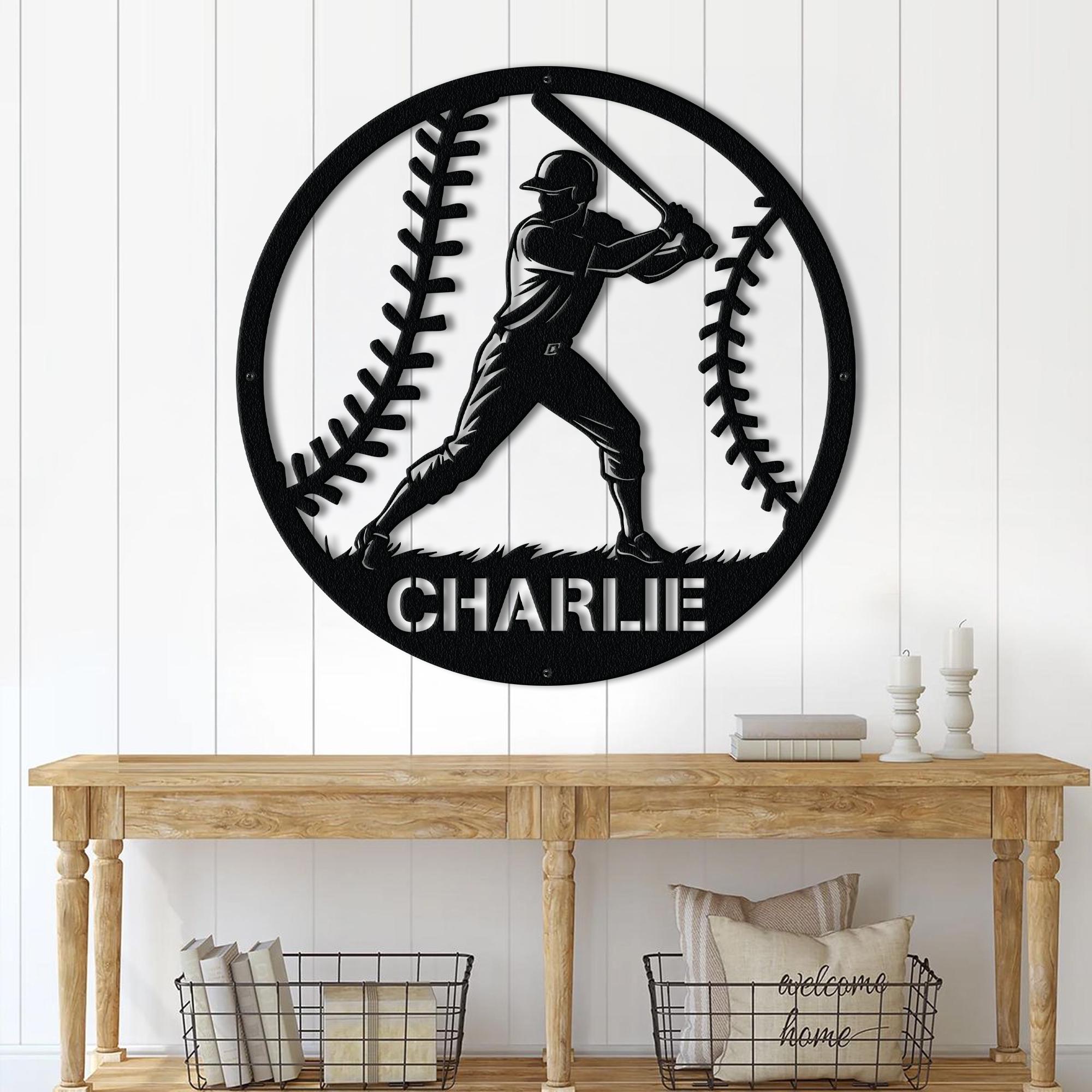 Personalized Baseball Metal Sign With LED Lights, Baseball Wall Art ...