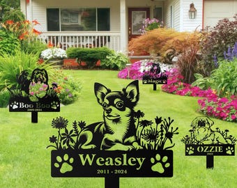 Custom Dog Memorial Stake, Dog Grave Marker, Every Dog Breed Metal Stake, Personalized Dog Garden Sign, Pet Loss Gift, Garden Decor Metal