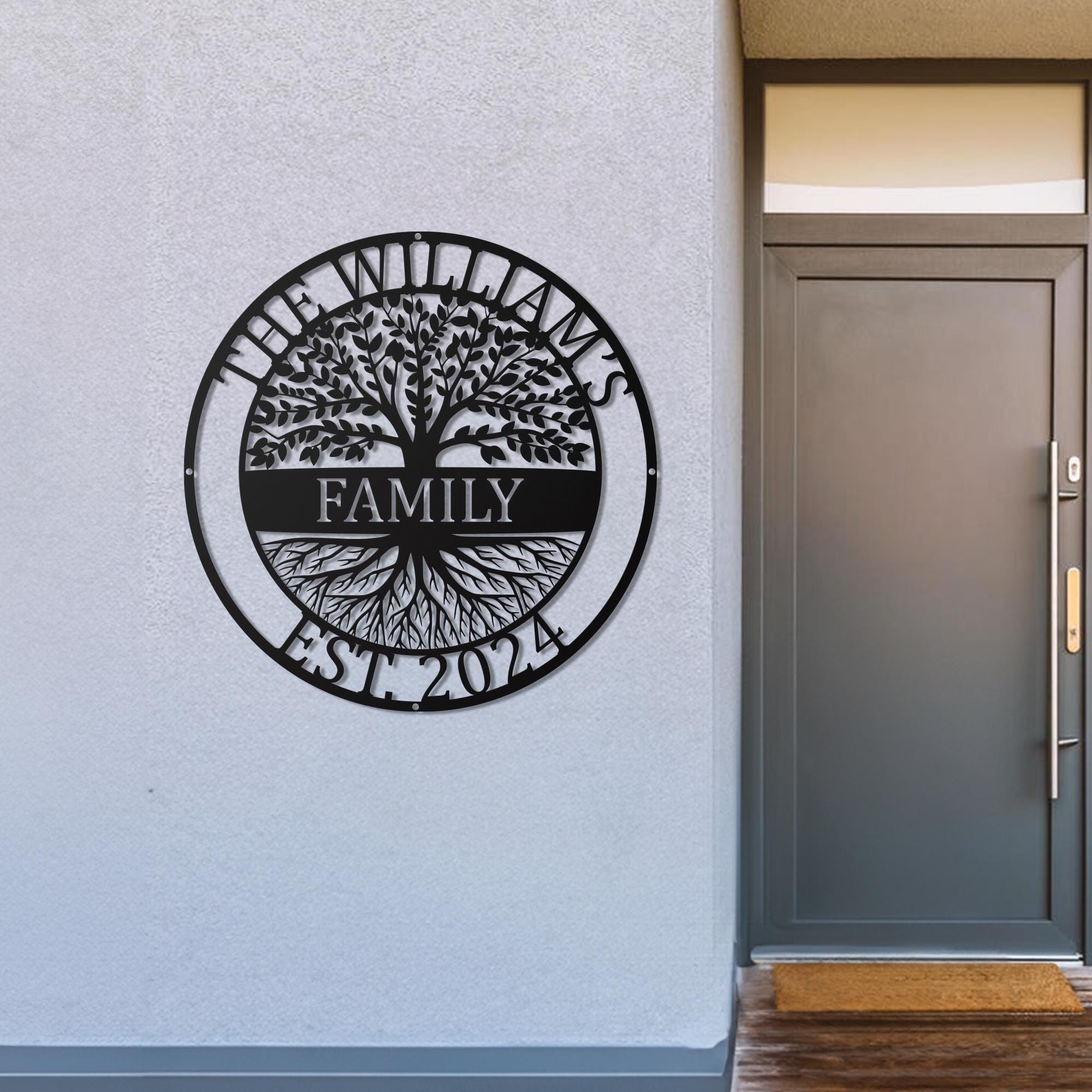 Custom Welcome Family Tree of Life Name Sign - Personalized Metal Wall ...