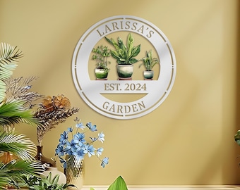 Benutzerdefinierte Name Garten Print Metallschild, benutzerdefinierte Metall hängende Gartenschild, personalisierte Metall Gartenarbeit Geschenk, Geschenk für Oma, Mutter Geschenke.