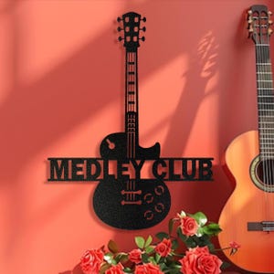 Custom Guitar Player Metal Wall Art LED Light Personalized Guitarist Name Sign Home Decor Music Room Kids Nursery Decoration Birthday Xmas