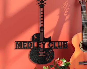 Custom Guitar Player Metal Wall Art LED Light Personalized Guitarist Name Sign Home Decor Music Room Kids Nursery Decoration Birthday Xmas