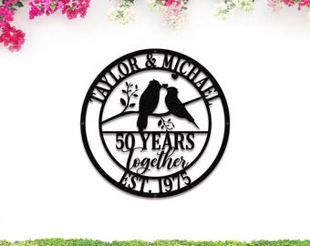 Custom 50th Anniversary Gift for Parents, 50 Years/ Any Year Anniversary Sign, Ruby Anniversary Gift Wedding Anniversary Metal Wall Art