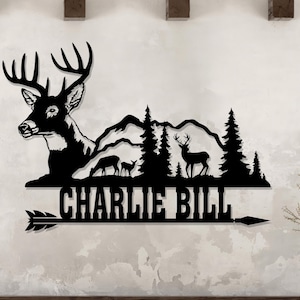 Custom Deer Head Metal Sign, Deer Hunter Gift, Deer Camp Sign, Christmas Gift For Him, Housewarming Gift, Fathers Day Gift
