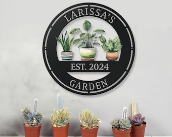 Custom Garden Sign, Personalized Plant Pot Garden Metal Sign, Garden Decor, Gardeners Gift, Metal Yard Art, Mother's Day Gifts.