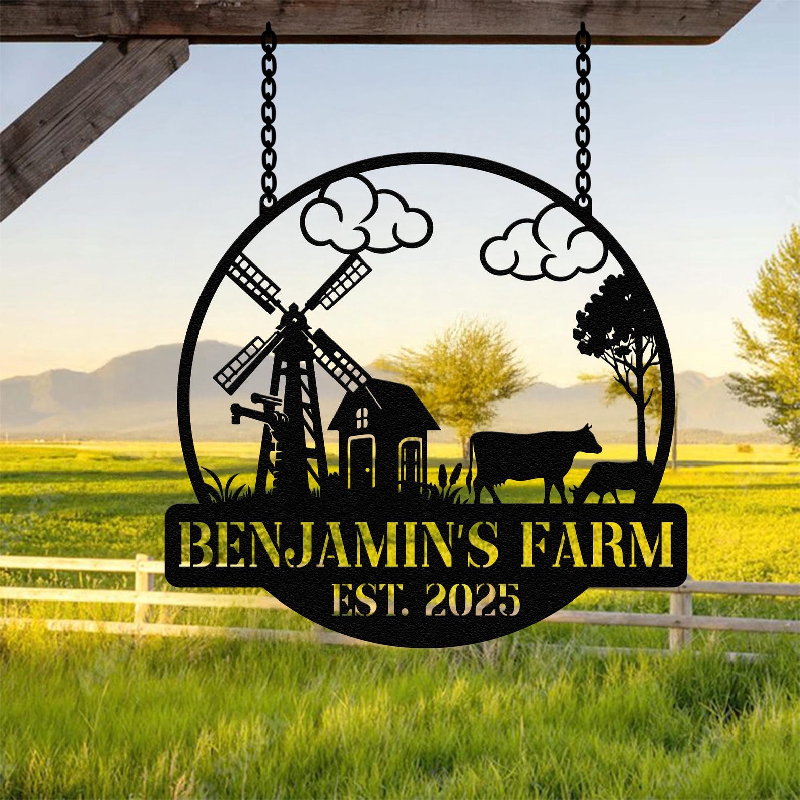 Personalized Farm House Metal Entrance Sign, Custom Metal Ranch Name ...