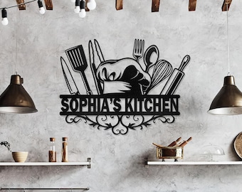 Custom Kitchen Metal Wall Art, Personalized Metal Signs, Custom Kitchen Wall Decor, Customizable Kitchen Sign, Housewarming gift, Chef Gifts
