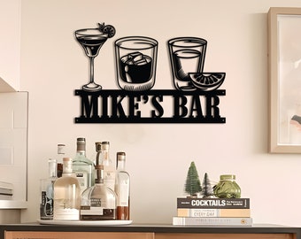 Personalized Bar LED Metal Art Sign / Light up Bar Metal Sign / Multi ...
