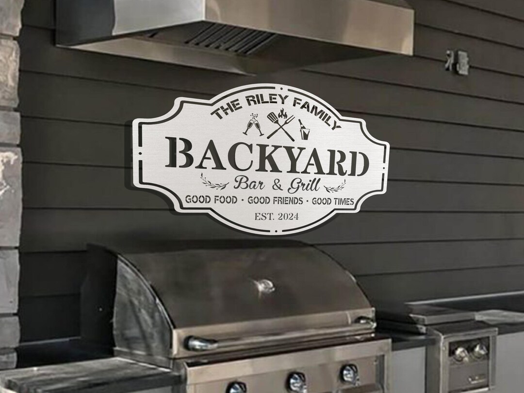 Personalized Backyard Sign Custom Bar & Grill Sign Metal Sign Bar Signs ...