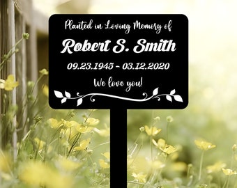 Custom Memorial Tree Plaque With Stake, Personalized Sturdy Metal Garden Marker, Tree Sign, Grave Marker, Remembrance Plaque-Multiple Colors