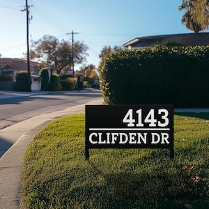 Custom Lawn Address Sign,Metal House Numbers for Yard,Personalized Address Yard Stake,Driveway House Number Sign,Address Number Sign Stake