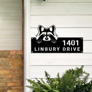 Personalized Peeking Raccoon Wild Animal Wildlife Metal Address Sign ...