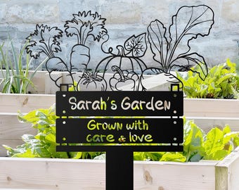 Garten Metallschild mit Einsätzen Personalisierbar, Benutzerdefiniertes rundes Schild für Gartendekoration | Gärtner Geschenk | Einzigartiges Geschenk zum Muttertag