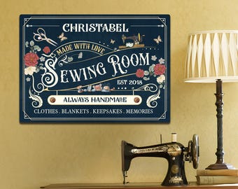 Personalized Sewing Room Metal Sign with LED Light, Custom Quilting Room Decor, Craft Room Sign, Gift for Mom, Sewing Gifts Hobby Decor