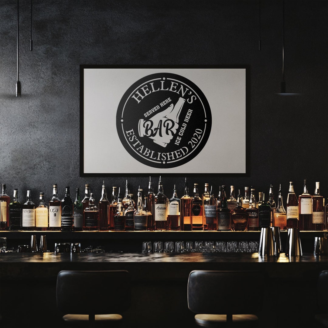 Personalized Bar LED Metal Art Sign / Light up Bar Metal Sign / Multi ...