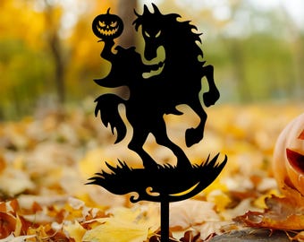 Headless Horseman Metal Yard Stake, Halloween Garden Stake, Halloween Garden Art, Spooky Decor, Outdoor Halloween Decor, Halloween Gifts