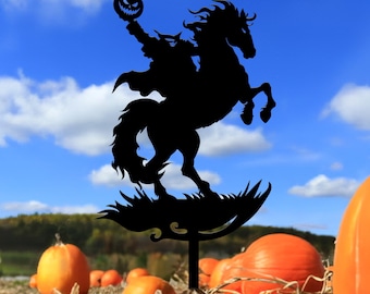 Headless Horseman Metal Yard Stake, Halloween Garden Stake, Halloween Garden Art, Spooky Decor, Outdoor Halloween Decor, Halloween Gifts