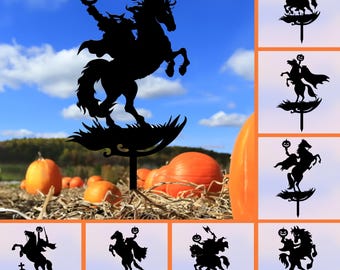 Headless Horseman Metal Yard Stake, Halloween Garden Stake, Halloween Garden Art, Spooky Decor, Outdoor Halloween Decor, Halloween Gifts