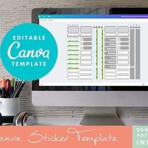Canva Sticker Template for Cricut, Printable Planner Stickers, Editable Canva Planner Template, Canva Template Planner Stickers Printable