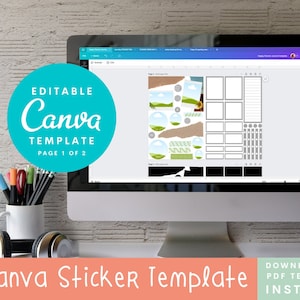 Canva Sticker Template for Cricut, Printable Planner Stickers, Editable Canva Planner Template, Canva Template Planner Stickers Printable